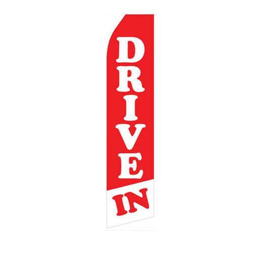 Red and White Drive In Econo Stock Flag - Print Banners NYC