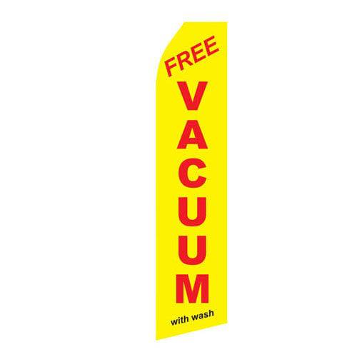 Yellow Free Vacuum With Wash Econo Stock Flag - Print Banners NYC