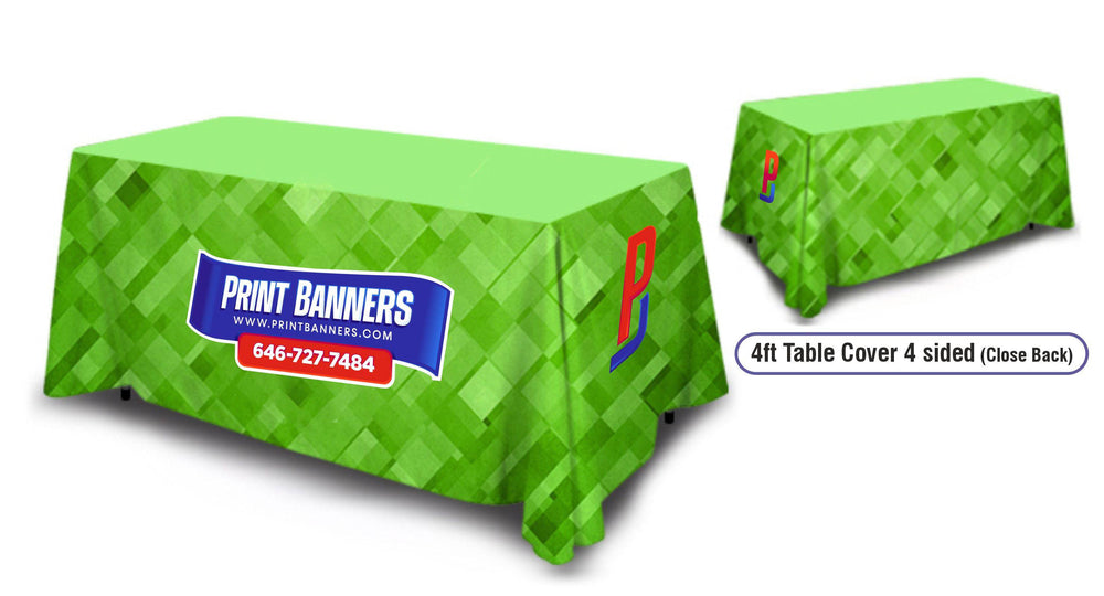 4ft Table Cover 4 sided (Close Back) - Print Banners NYC